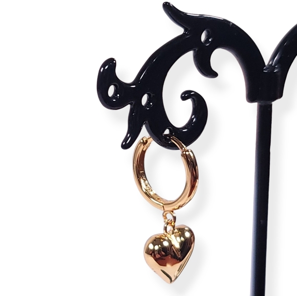 Heart Shape Plating Sterling Silver 14K Gold Plated Gold Plated Drop Earrings - Picture 2 of 4